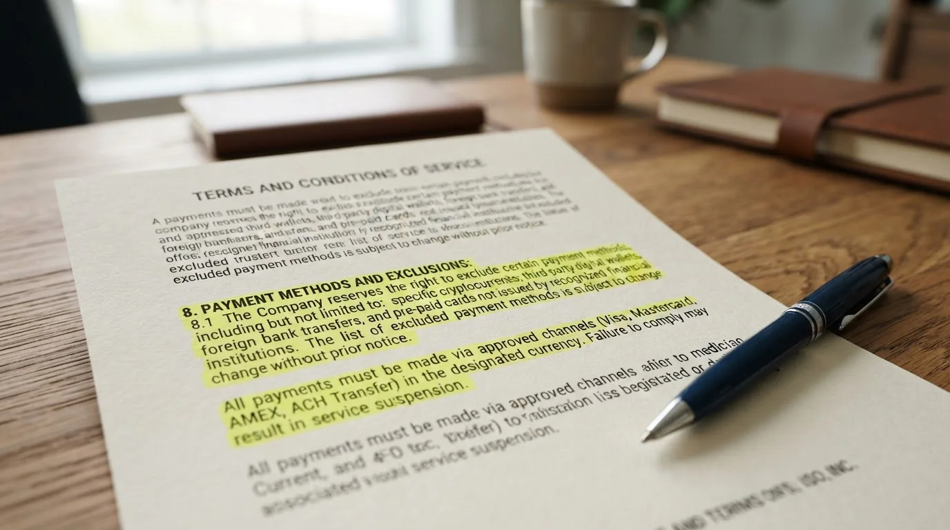 Casino bonus terms document highlighting e-wallet exclusion clause