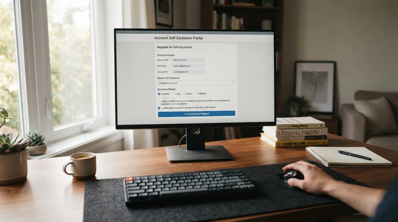 GamStop self-exclusion interface on computer screen