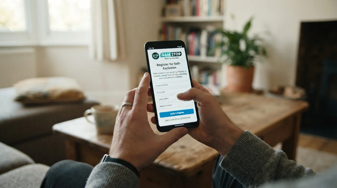 GamStop self-exclusion scheme interface on UK device