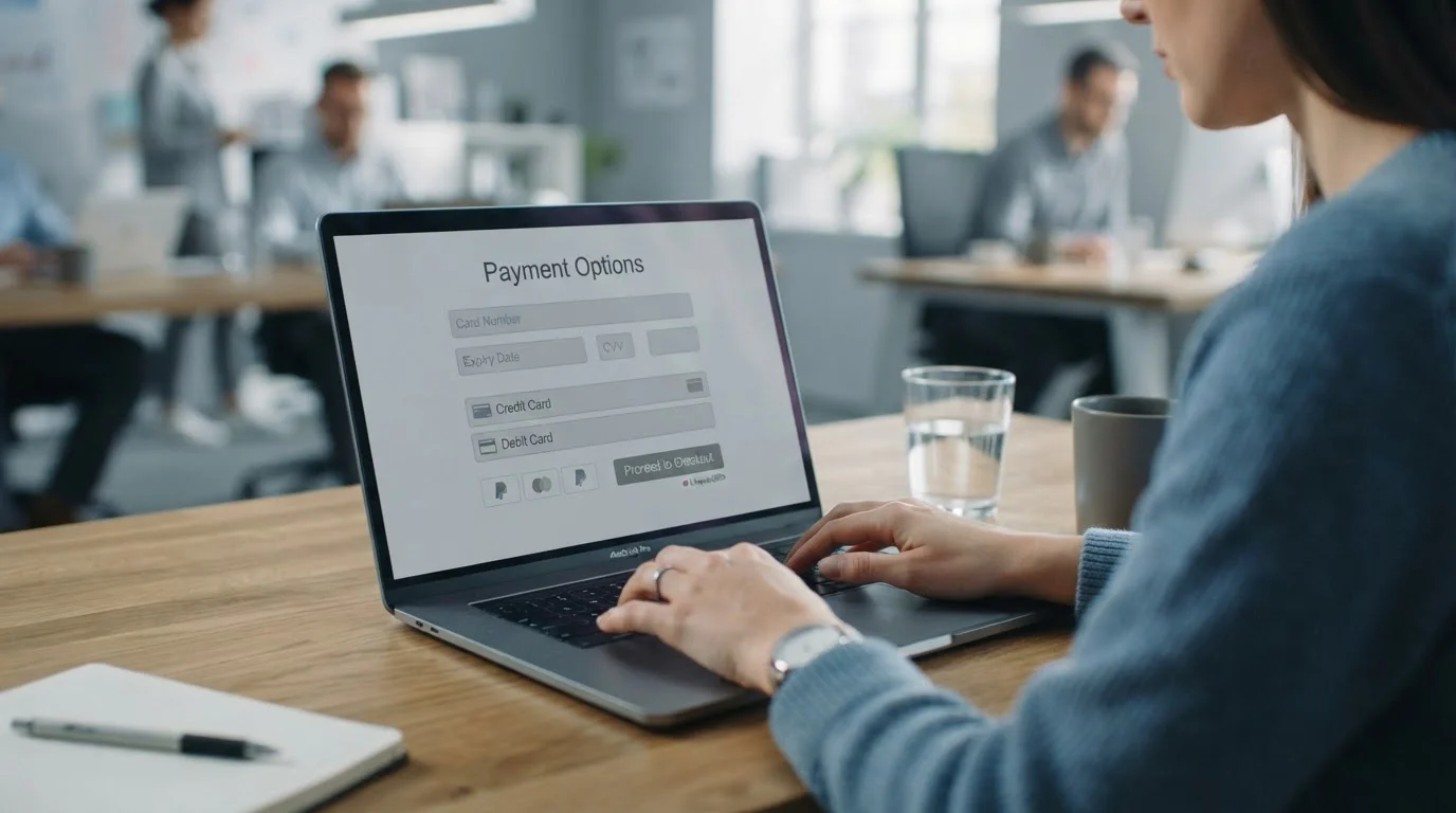 Laptop showing unavailable payment option on casino cashier interface