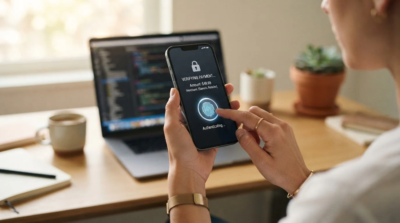 Smartphone showing Apple Pay and Google Pay authentication screens at casino cashier