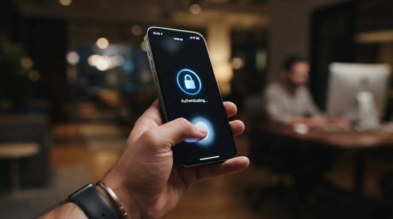 Smartphone with biometric fingerprint authentication for mobile wallet