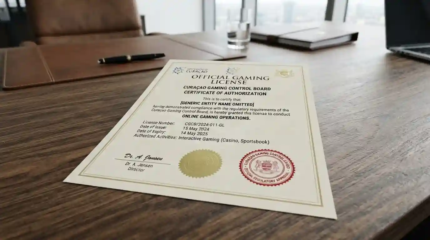 Generic Curaçao gaming licence document on desk