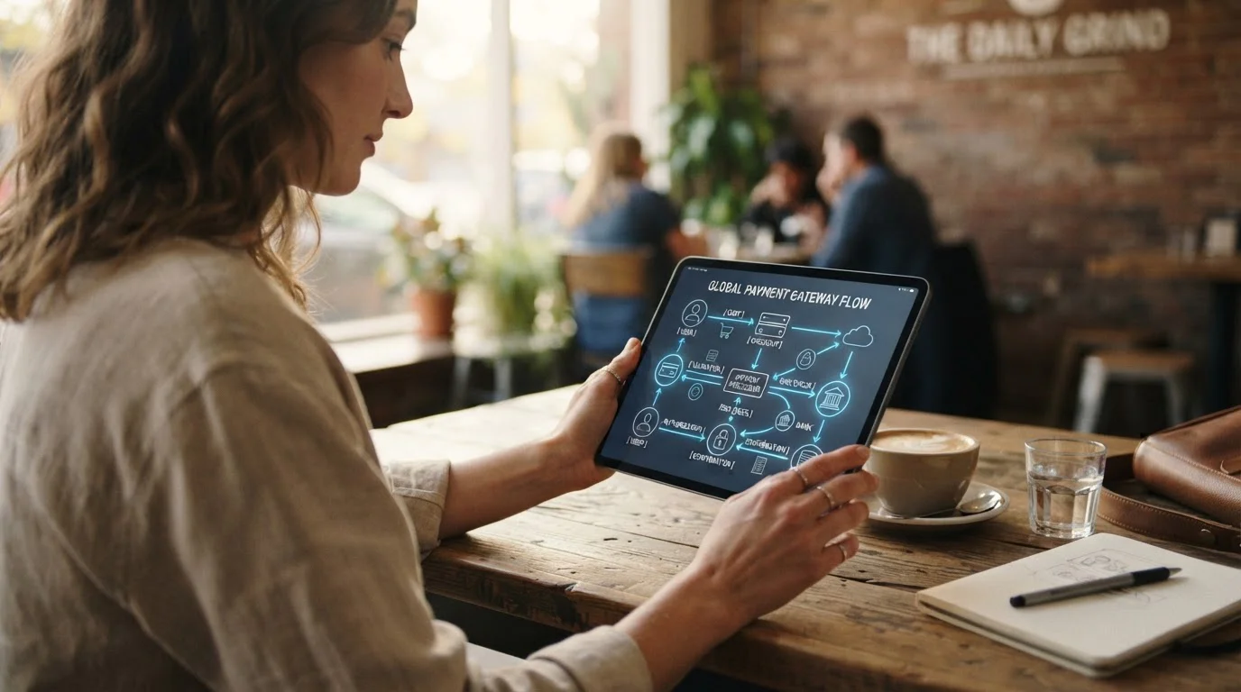 Person reviewing payment method options on tablet