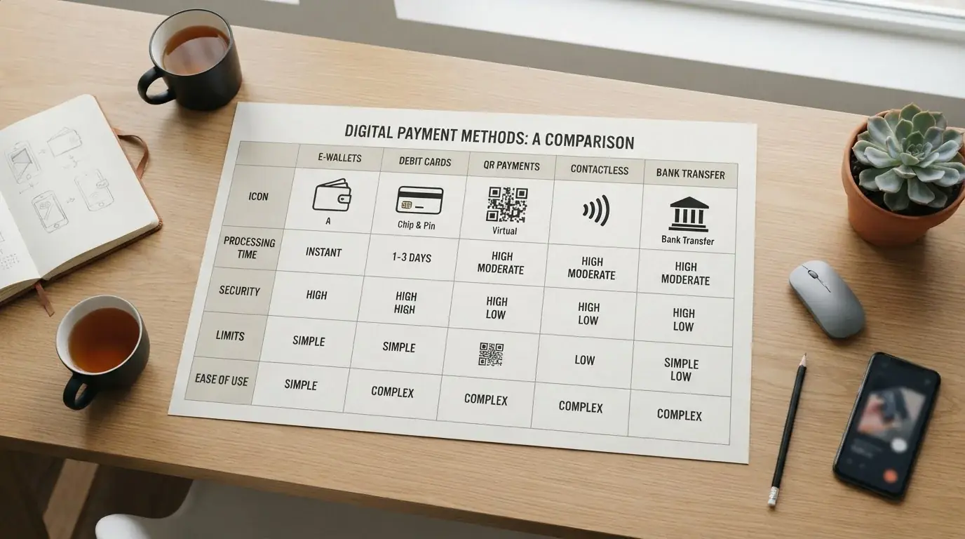 Comparison chart showing e-wallet payment methods at UK casinos