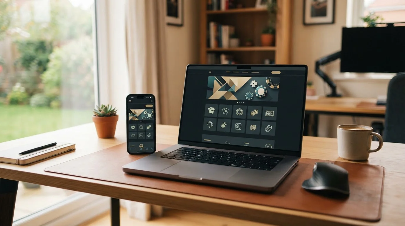 Modern casino interface on mobile and desktop screens