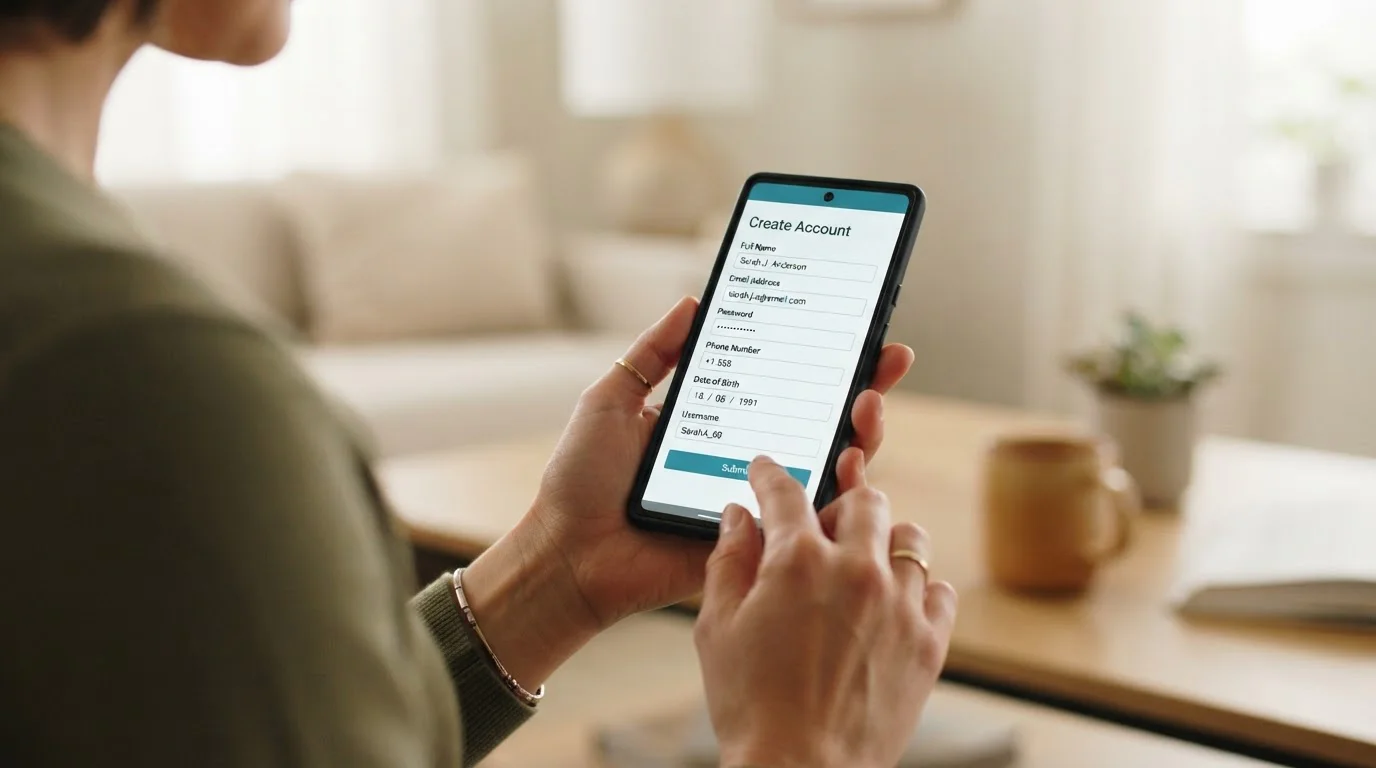 Person completing Skrill account setup on smartphone