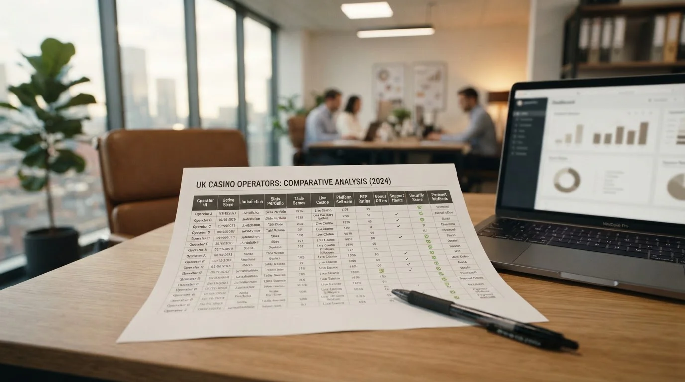 Comparison table showing UKGC-licensed casino operators with instant verification features