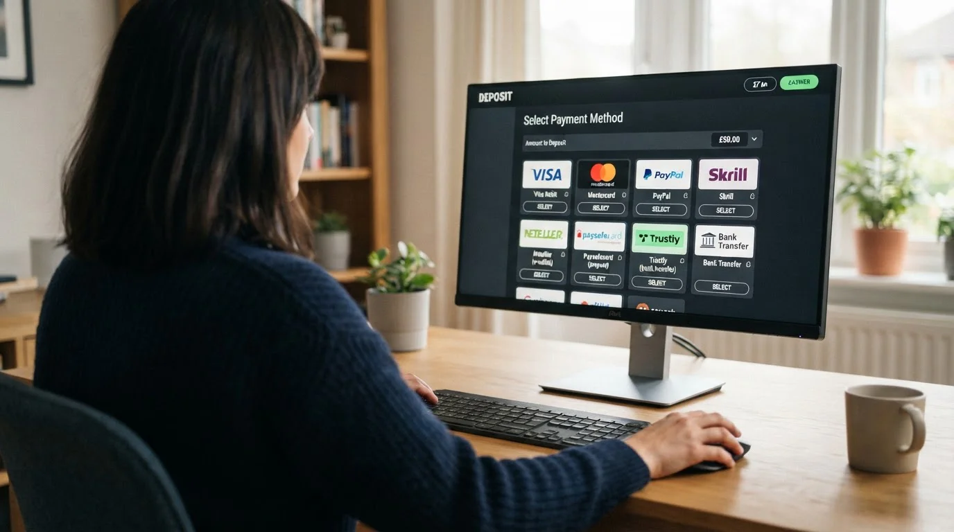Casino cashier interface showing multiple e-wallet payment options including PayPal and Neteller