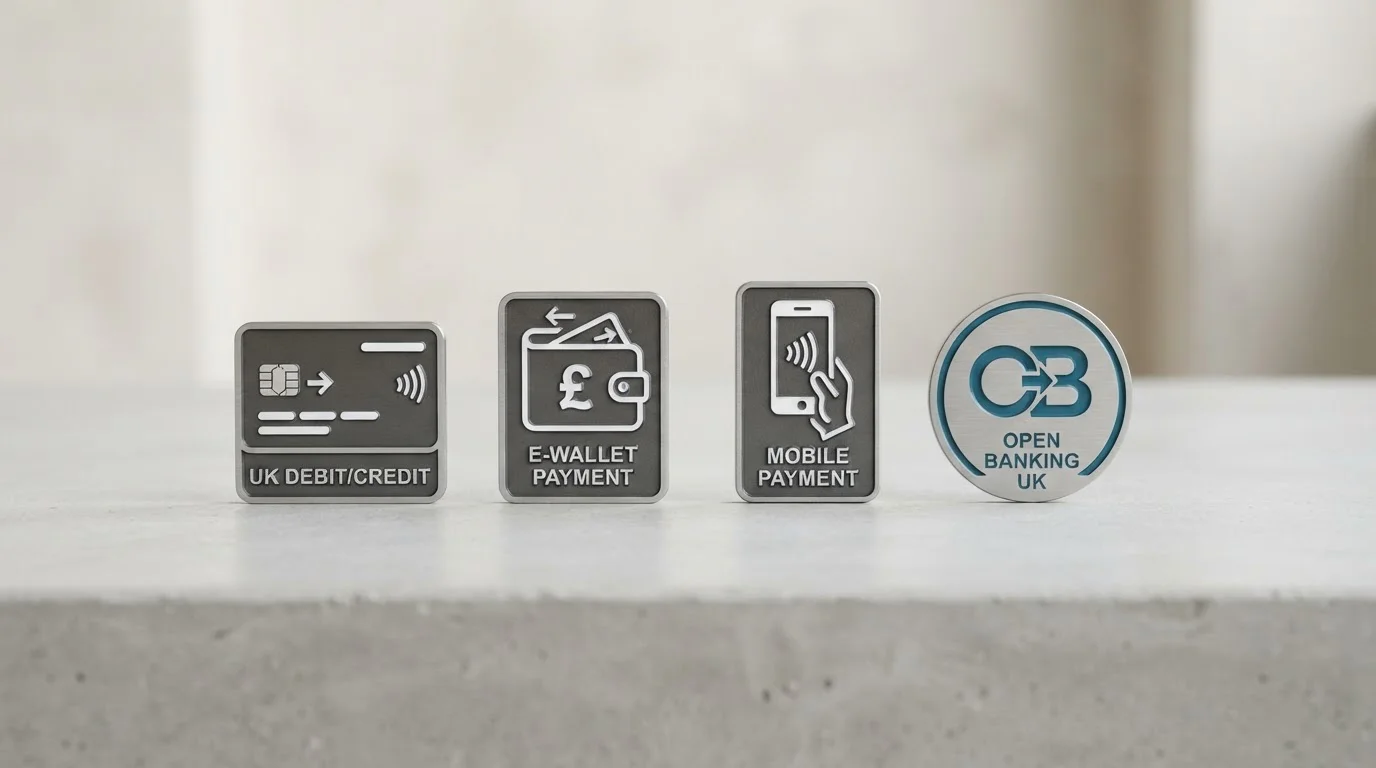 UK payment methods including Trustly, PayPal, and Open Banking with instant verification icons