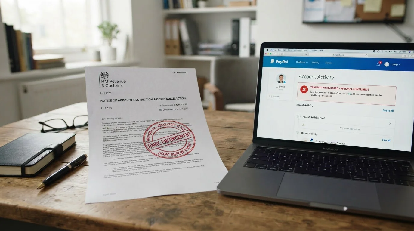 Document showing UK credit card gambling ban April 2020 with PayPal restrictions