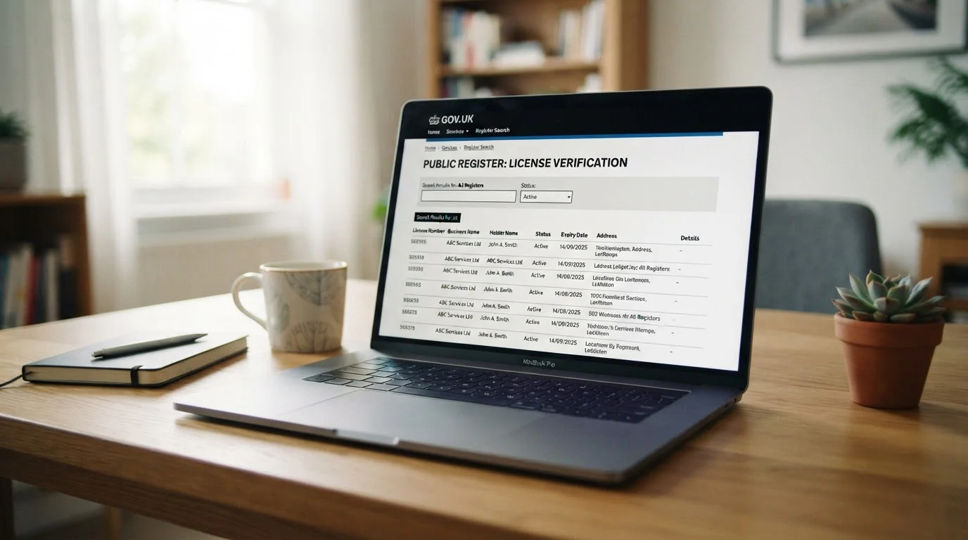 UKGC public register website showing verified casino license information