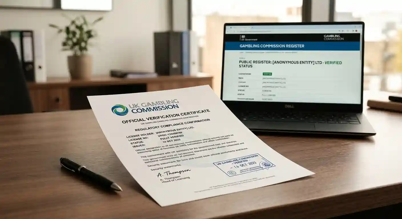 UKGC licensed casino verification showing official gambling commission register