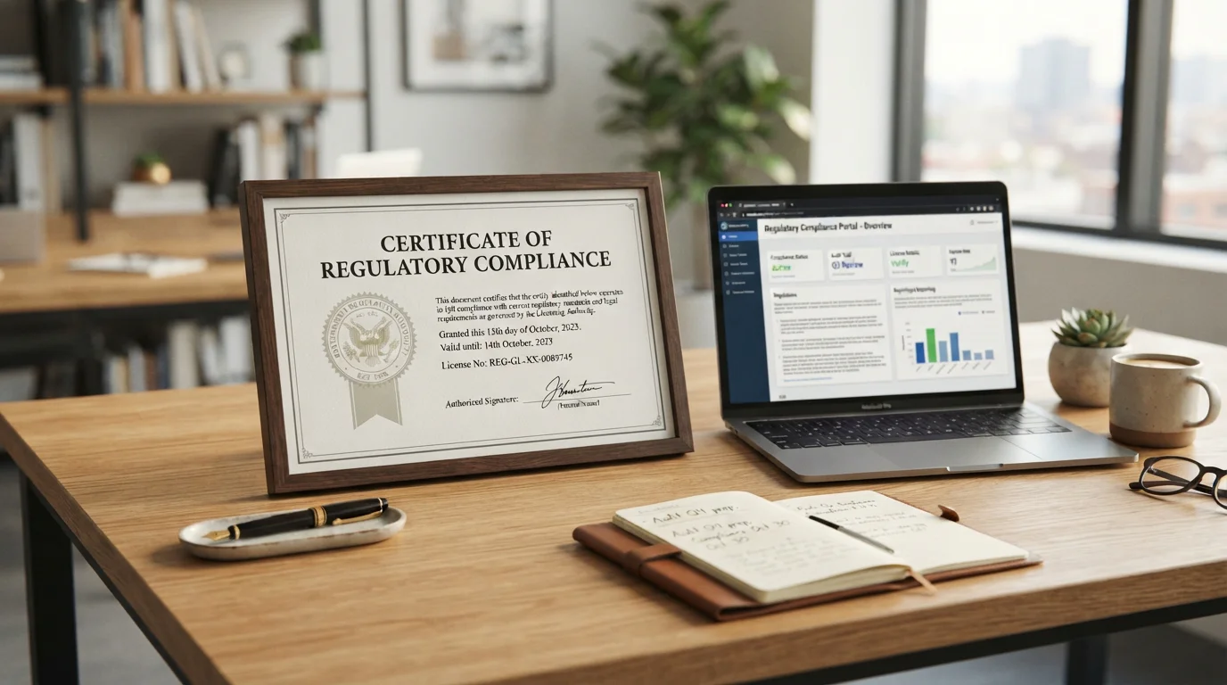 UKGC license certificate document with Gambling Commission official seal