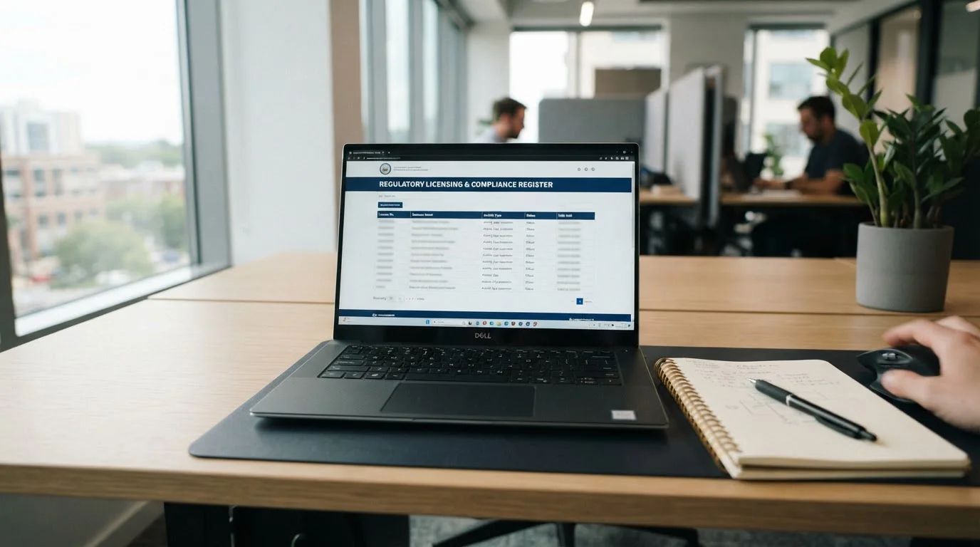 UKGC licence register page on laptop screen