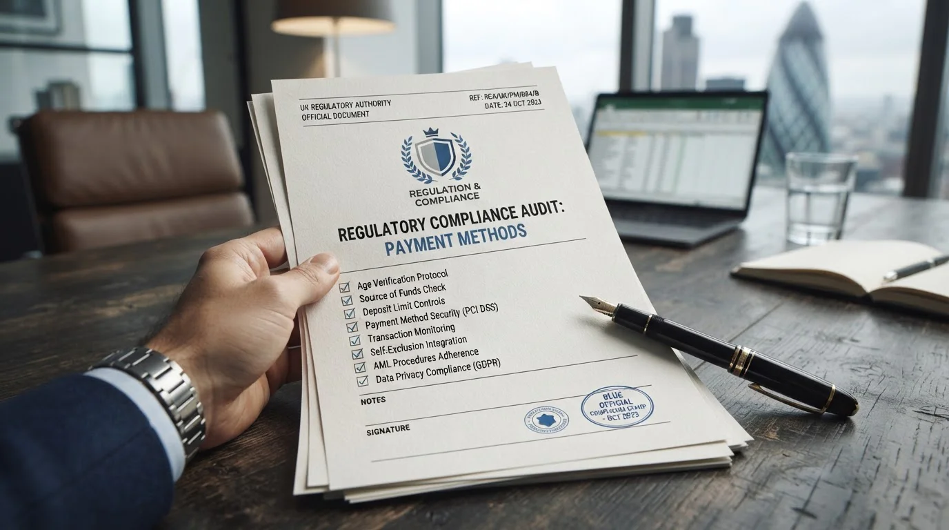 UKGC logo on a document with a licensing checklist
