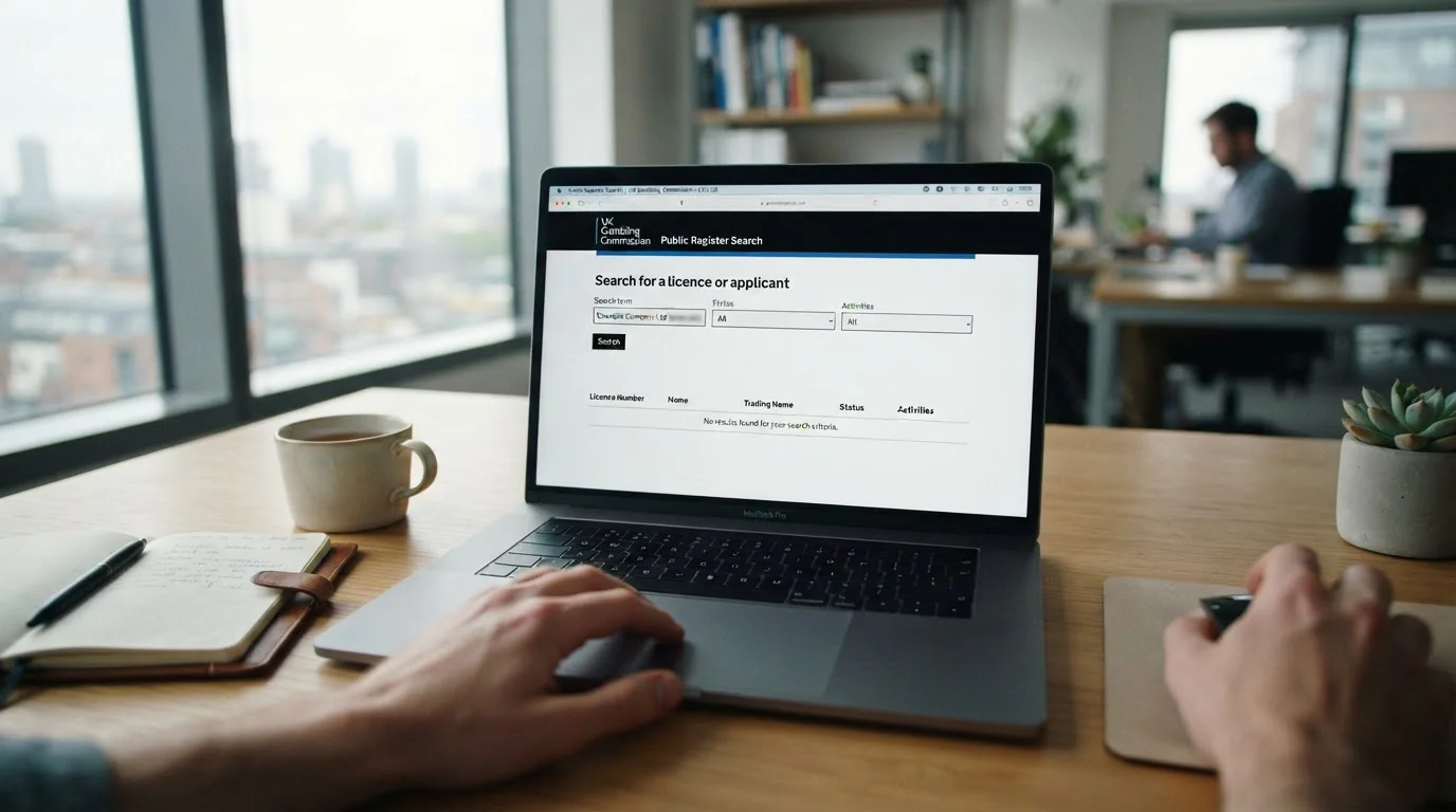 UKGC public register search showing zero Zimpler licensing entries