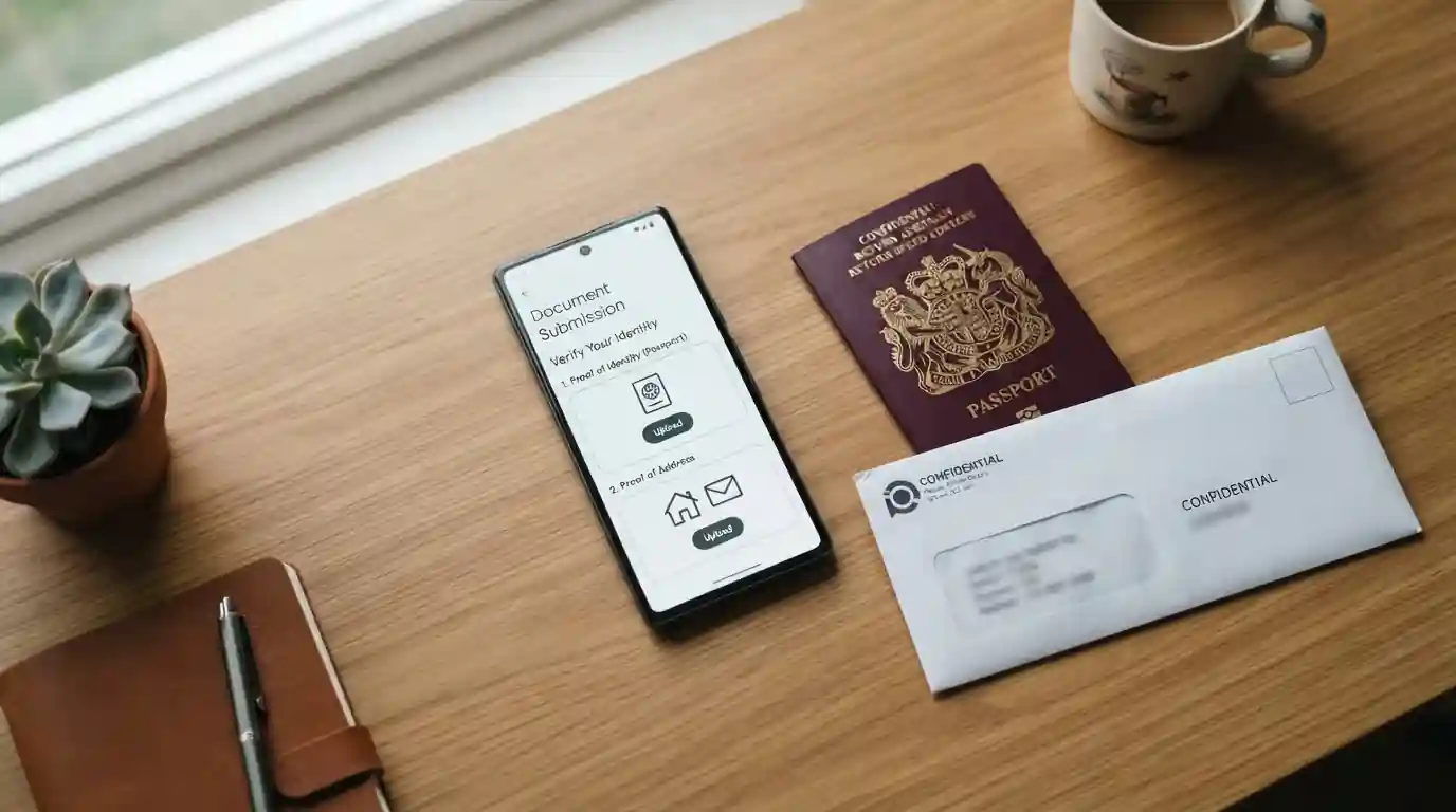 Document upload workflow on smartphone screen